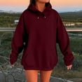 thumbnail image 2 of Inleife Oversized Hoodies for Womens Casual Solid Color Round Neck Long Sleeved Top Loose Hooded Sweatshirts, 2 of 5