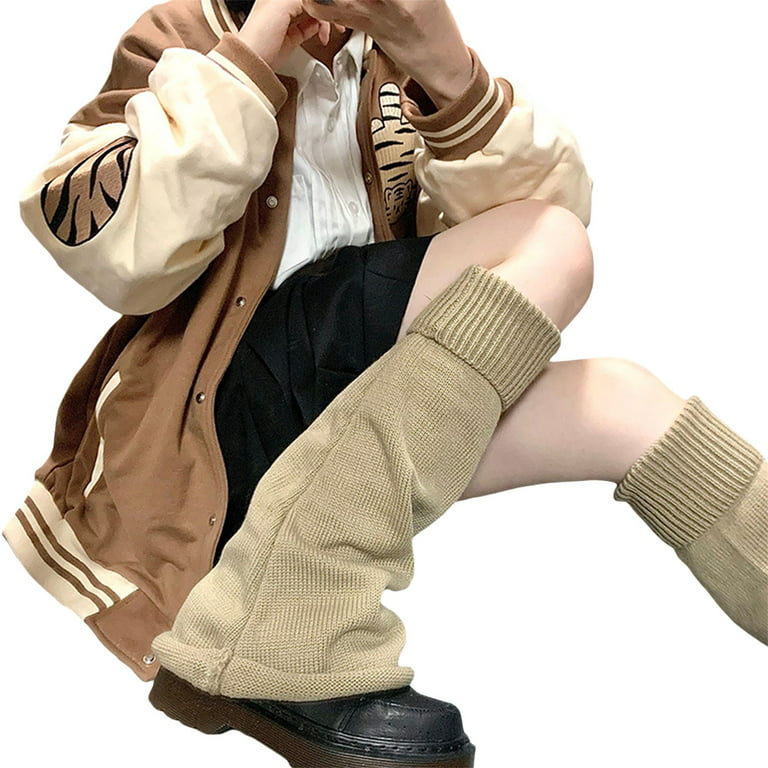 Leg Warmers Ribbed KnitLong Leg Warmers Harajuku Kawaii High Heels Boots  Warm Fuzzy Leg 90s Girls Streetwear