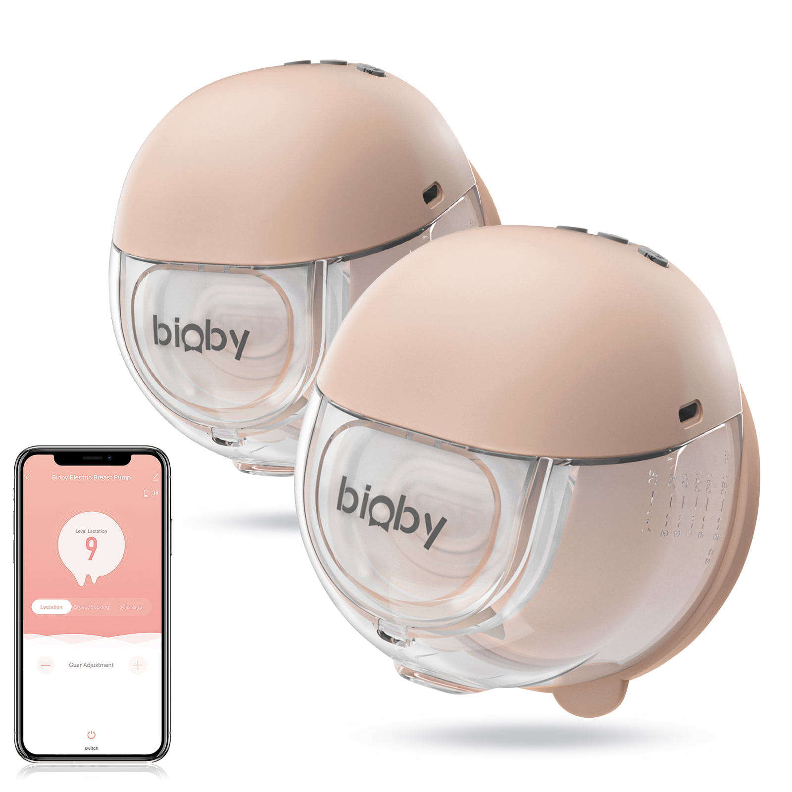 Bioby Electric Wearable Breast Pump,3 Mode & 9 Levels Hands-Free Breastpump with LCD Display,Low Noise & Hands-Free Breast Pump with 24mm Flange 