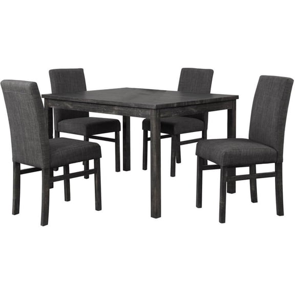 Best Master Furniture Vitalita 5 Piece Rectangular Wood Dinette Set in Charcoal