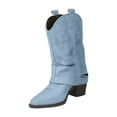 thumbnail image 2 of Viluyesy Womens Flodover Boots, Retro Western Chunky Heels Square Toe Trendy Mid Calf Slouchy Boots Blue US9, 2 of 9