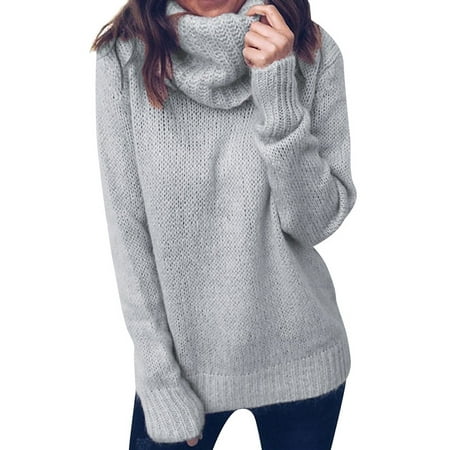 Mock Neck Womens Shirt - ZXZY Women Long Sleeve Mock Neck Solid Color Knitwear Tops