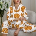 thumbnail image 6 of Pajama Sets for Women 2 Pcs, yellow biscuit Button Down Long Sleeve Sleepwear Lounge PJ Sets, 6 of 6