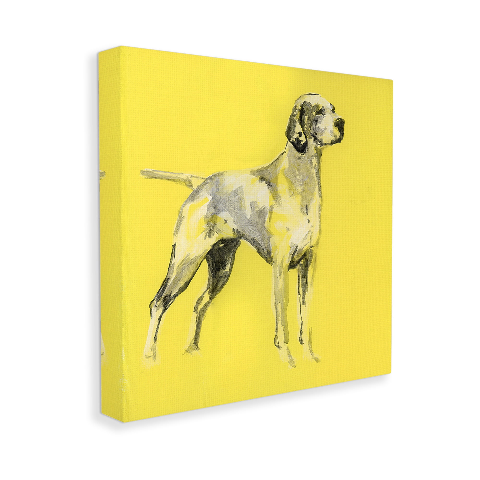 Stupell Industries Modern Dog on Yellow Animals & Insects Painting Gallery Wrapped Canvas Art Print Wall Art, 36 x 36