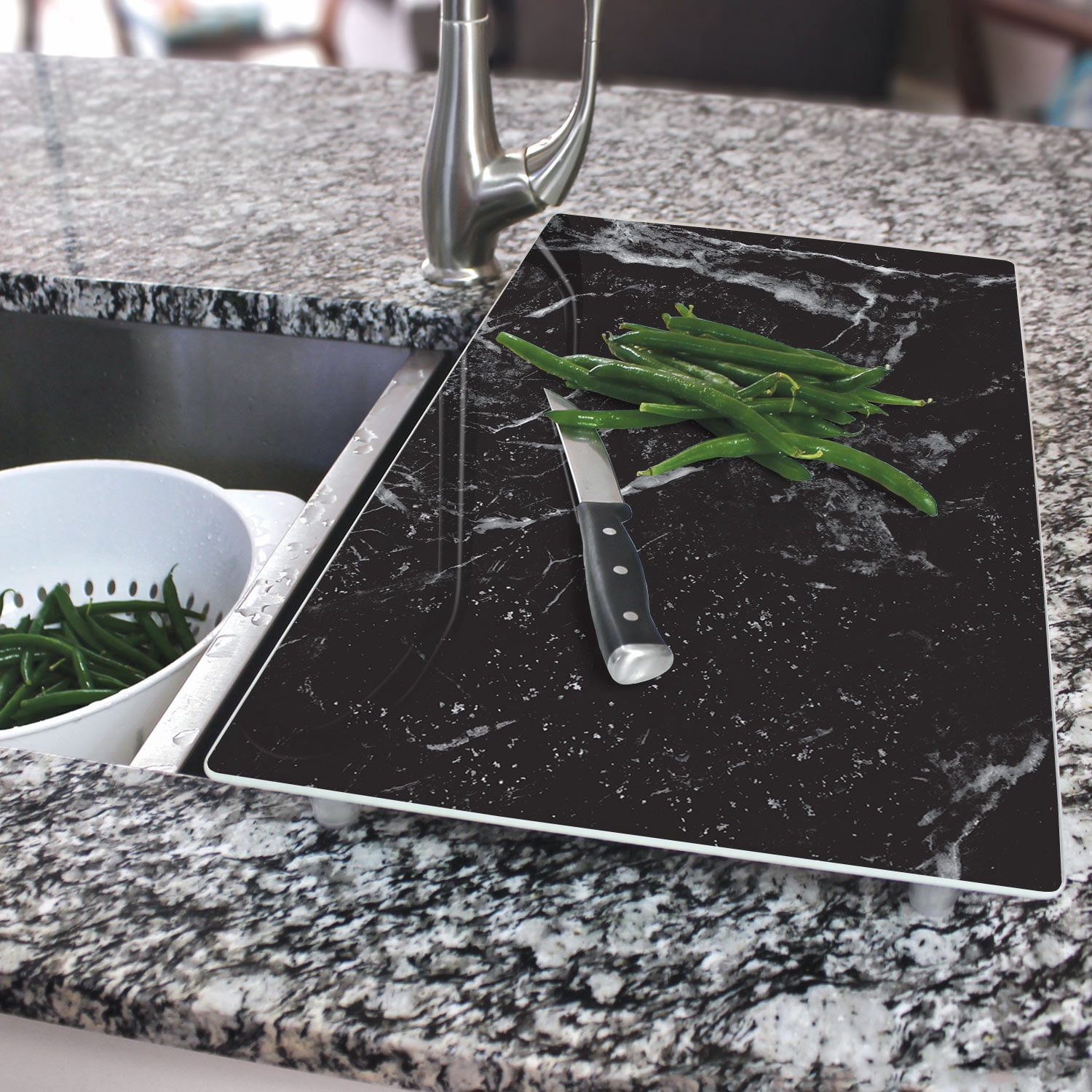 CounterArt Black Marble Design Cutting Board/Instant Counter