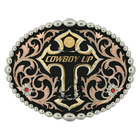 Montana Silversmith Tri Color Cowboy Up Attitude Belt Buckle - 60990