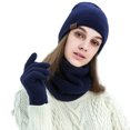 thumbnail image 1 of Hat Scarf Gloves Set Classic Unisex Thermal Gloves Loop Scarf Ribbed Knit Cap, 1 of 10