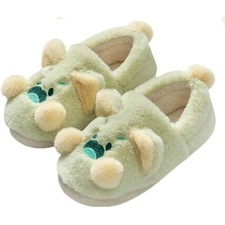 

DanceeMangoo Cute Bunny Cartoon Animal House Slippers for Women Cozy Fluffy Faux Fur Plush House Shoes Indoor Home Heel Cover Non-slip