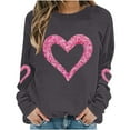 thumbnail image 4 of GuzomFashion Valentine's Day Womens Casual Glitter Heart Print Long Sleeve - Oversized Crew Neck Comfy Polyester Dark Gray Pullover,Size XL, 4 of 5
