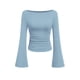 thumbnail image 1 of Top corto de manga larga PRETTYGARDEN para mujer en azul claro, 1 of 9