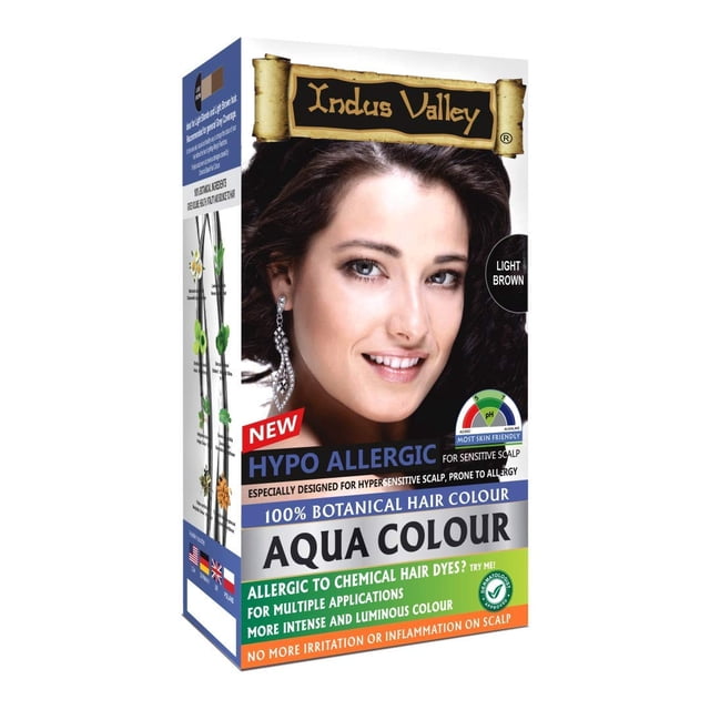 Indus Valley Aqua Color de cabello Marrón claro gris Tinte para el cabello Sin alergias Color de cabello orgánico