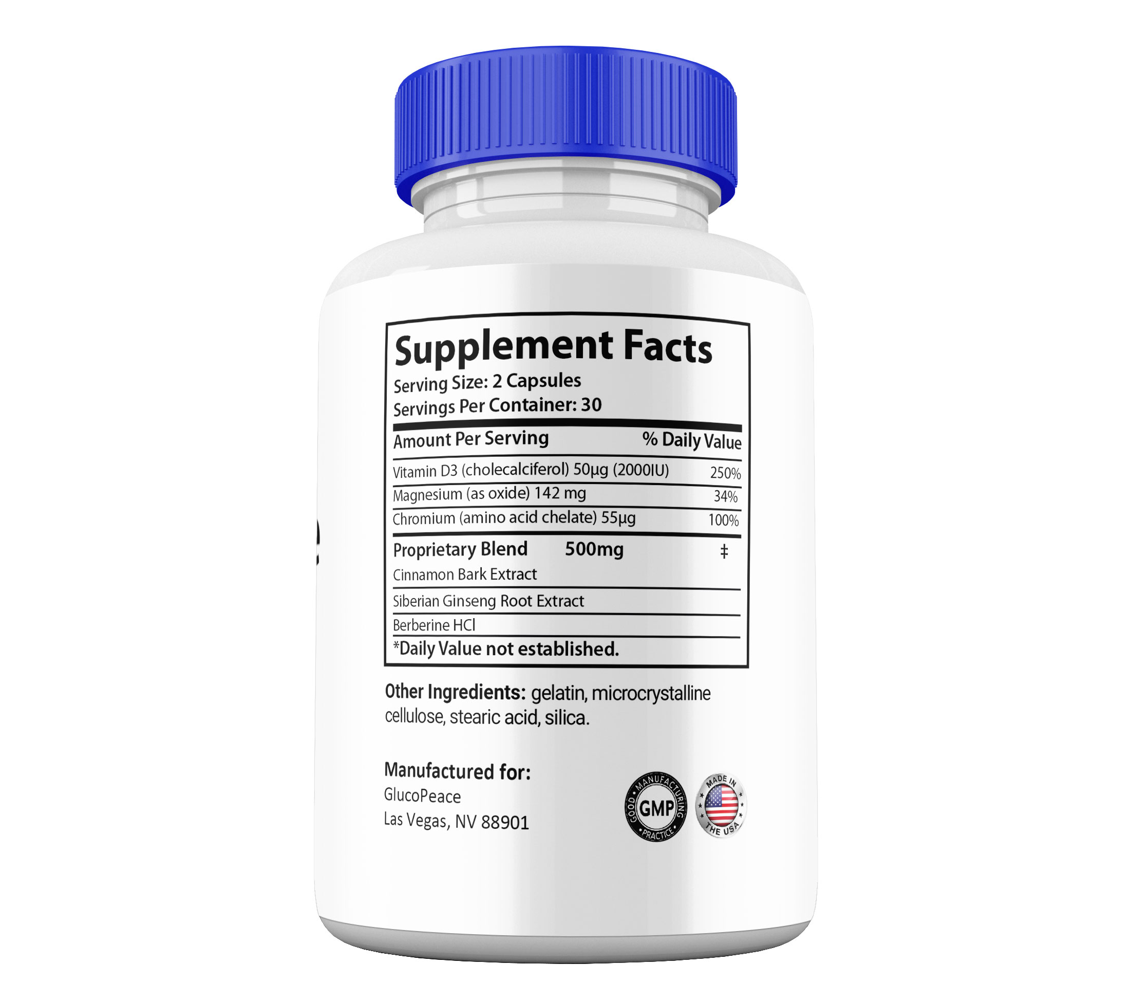 Gluco Peace Capsules, GlucoPeace Pills Glycogen Support Supplement Maximum Strength All Natural, 30 Day Supply (2 Pack)