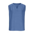 thumbnail image 4 of GiLiling Girls Linen 2 Piece Outfit Sleeveless V-Neck Top and Loose High Waisted Summer Pants Set (Blue, 9-10 Years), 4 of 7