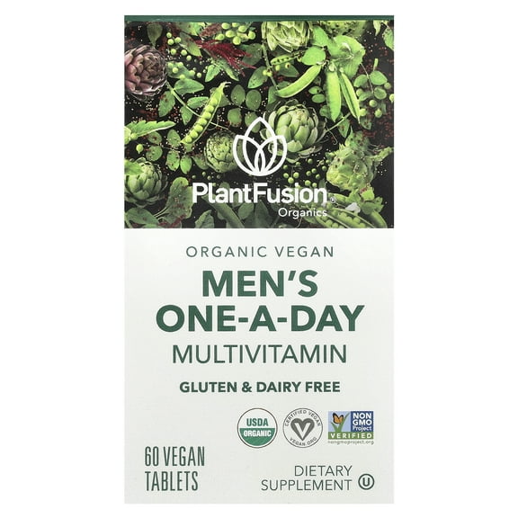 PlantFusion Organic Vegan Men's One-a-Day Multivitamin, 60 Vegan Tablets