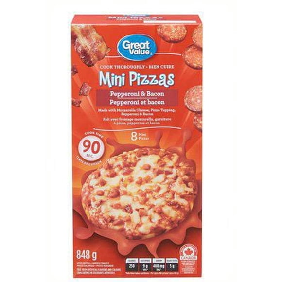 Mini pizzas peppéroni et bacon de Great Value 8 pizzas