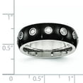 thumbnail image 2 of Bague Demi-Ronde en Acier Inoxydable Brossé et Poli Noir Ip CZ Zircon Cubique Simulé Taille 9 Bijoux, 2 of 4
