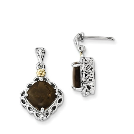 Mia Diamonds And Co 925 Sterling Silver 14k Mia Diamonds 925 Sterling Silver And 14k Yellow Gold Smoky Quartz Earrings