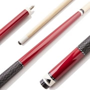 Mizerak 57" House Cue (2-Piece) with 12mm Ferrule with Leather Tip, Hardwood Construction and High Gloss Finish - Red