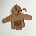 thumbnail image 3 of Gibobby Ropa Para Bebe Bebé recién nacido niñas niños primavera otoño cálido bolsillo grueso sólido con capucha manga larga mono ropa(Café, 6-12 Meses), 3 of 4