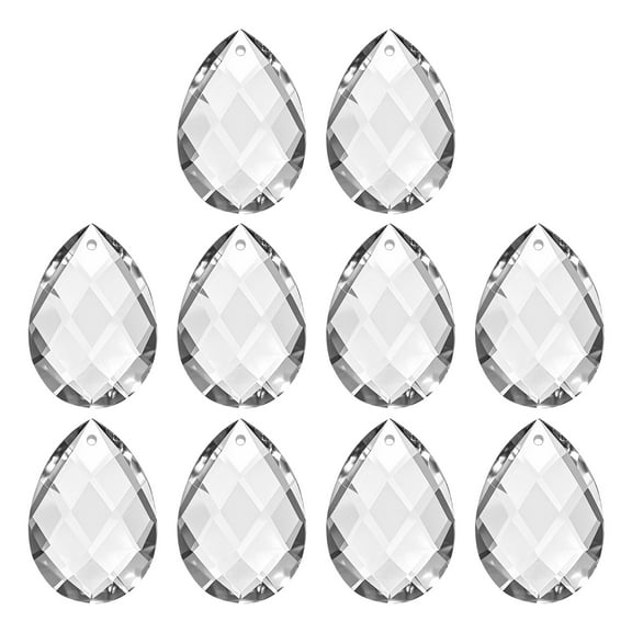 Uxcell K9 Crystal Pendants Teardrop Beads, 10 Pack 38mm Chandelier Prisms Parts Hanging Grid Beads DIY Lamp for Arts Crafts Decoration, Clear