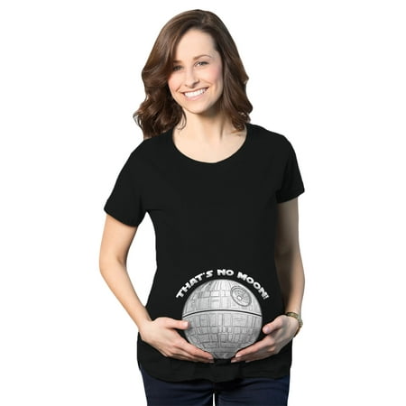 

Maternity Thats No Moon Cute T Shirt Funny Pregnancy Announcement Baby Bump Tee (Black) - XL