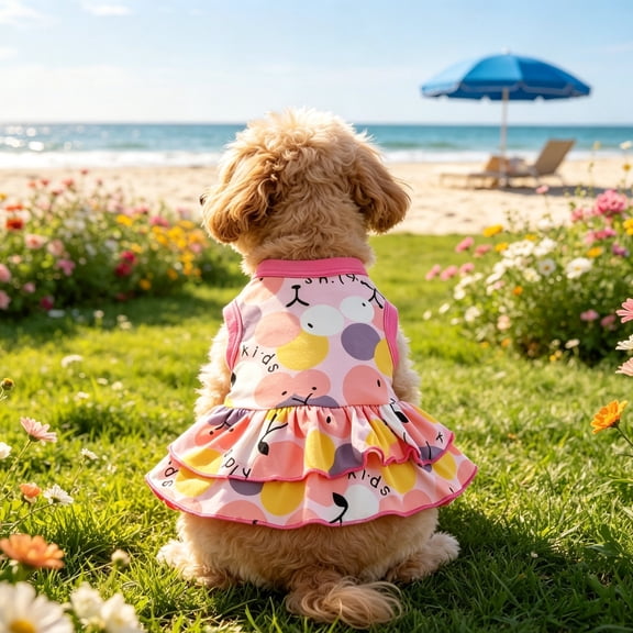 Polka Dot Sleeveless Dog Ruffle Dress Soft Breathable Fabric Pullover Pet Skirt Summer Colorful Pet Daily Beach Clothes for Small Medium Dogs Cats