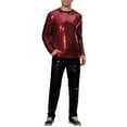 thumbnail image 2 of INSPIRE CHIC Sparkly Sequin T-Shirt for Men's Round Neck Long Sleeve Disco Party Metallic Tee, 2 of 4