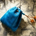 thumbnail image 4 of HAHADAXA Leather Mini Medieval Pouch Key Chain Leather Wallet with Coin Pocket, Coin Organizer, Change Holder, Leather Coin Pouch Drawstring for Men & Women Adults & Students,Blue, 4 of 7
