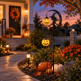 thumbnail image 5 of Halloween Crescent Moon Pumpkin Solar Stake Light, Star Hollow Cutout Ground Lamp, Anti Rust Halloween Decorations Party for Yard Walkway black, 5 of 6