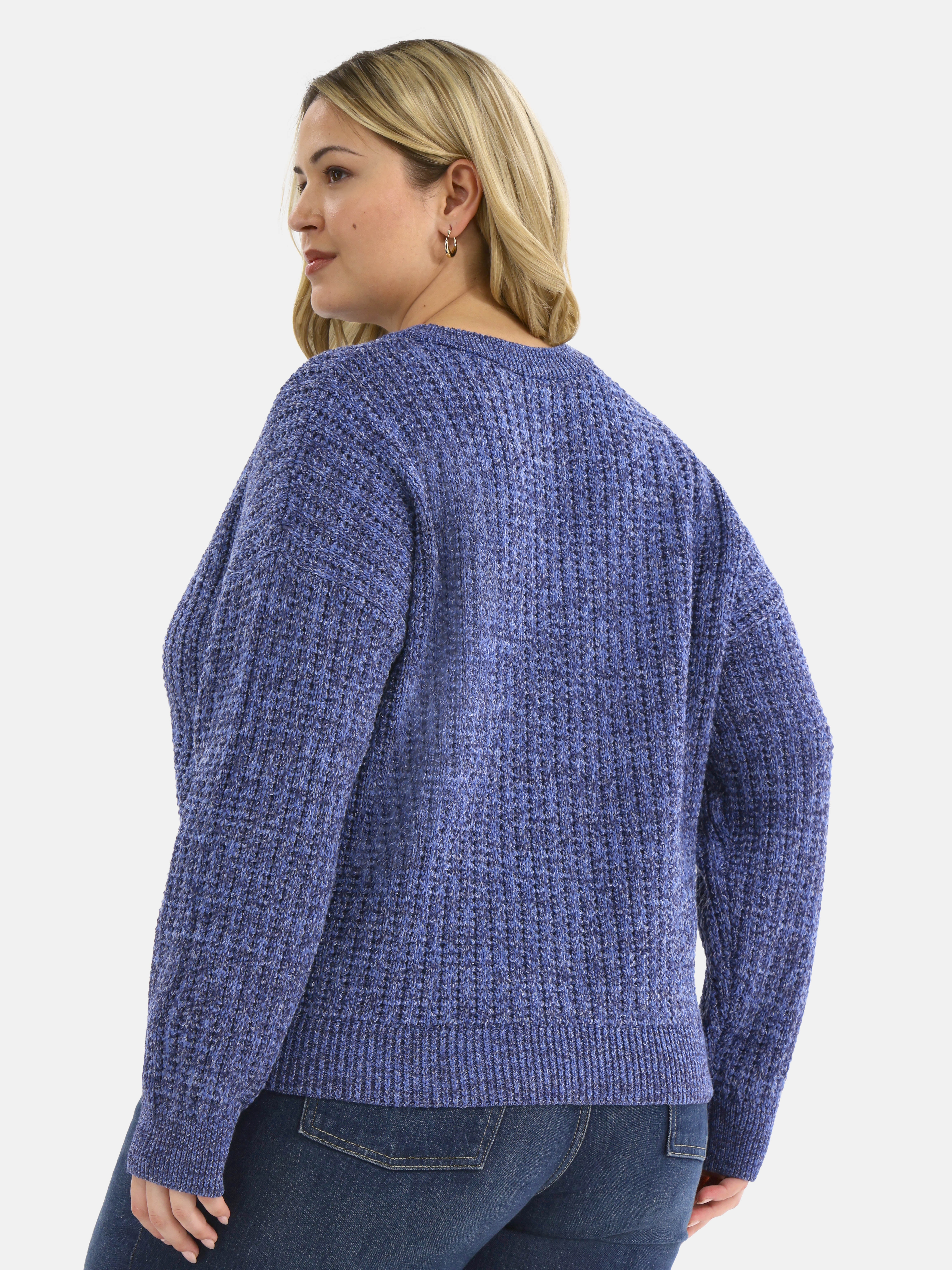 Time and Tru Women's and Women’s Plus Textured Stitch Sweater, Midweight, Sizes XS-4X
