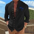 thumbnail image 6 of Black Man Collared Neck Faux Gauze Linen T Shirts Lounge Button Tee Tops for Man Long Sleeve Print Fall Summer Tee Shirt 2026 Clothing XXL, 6 of 6