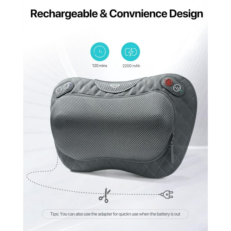 Cordless Shiatsu Neck Back Massager with Soothing Heat, USB C Rechargeable  De
