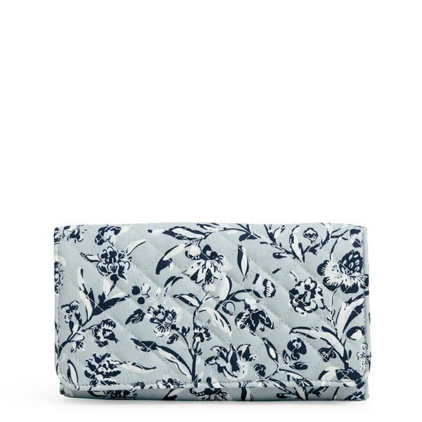 Vera Bradley Women's Cotton RFID Trifold Clutch Wallet Perennials Gray
