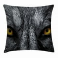thumbnail image 1 of Eye Throw Pillow Cushion Cover, Dangerous Mammal Eyes of Wild Wolf Aggressive Predator Carnivore Image Print, Decorative Square Accent Pillow Case, 16 X 16 Inches, Black White Yellow, by Ambesonne, 1 of 2