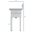 thumbnail image 5 of Koolmore SA121610-16L3 1 Compartment Stainless Steel Commercial Kitchen Prep & Utility Sink With Drainboard - Bowl Size 12" X 16" X 10", 5 of 6