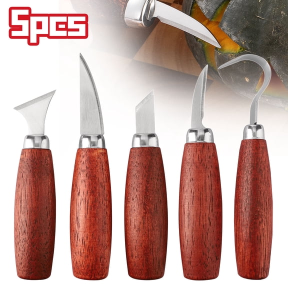 ASKITO Wood Carving Knives Set, 5pcs Whittling Kit Wood Carving Tools for Craftsman Carpenter Beginners, Brown