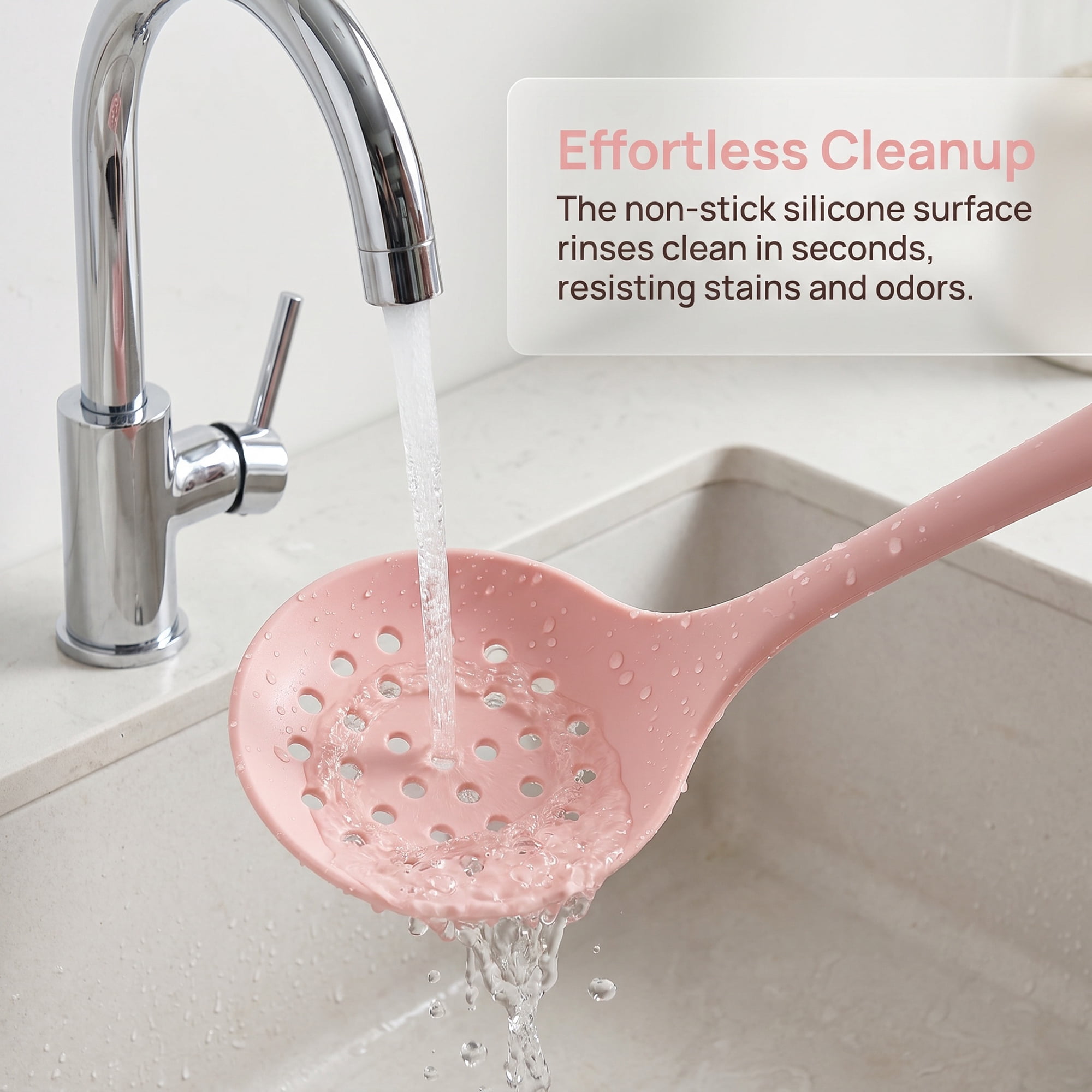 Unique Bargains 5 Pcs Silicone Essential Kitchen Cooking Utensil Set Light Pink