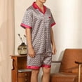 thumbnail image 4 of Edvintorg Men Pajama Sets Loungewear Solid Casual Button Closure Print Short-Sleeve Pajama Shorts Set with Pockets, 4 of 5