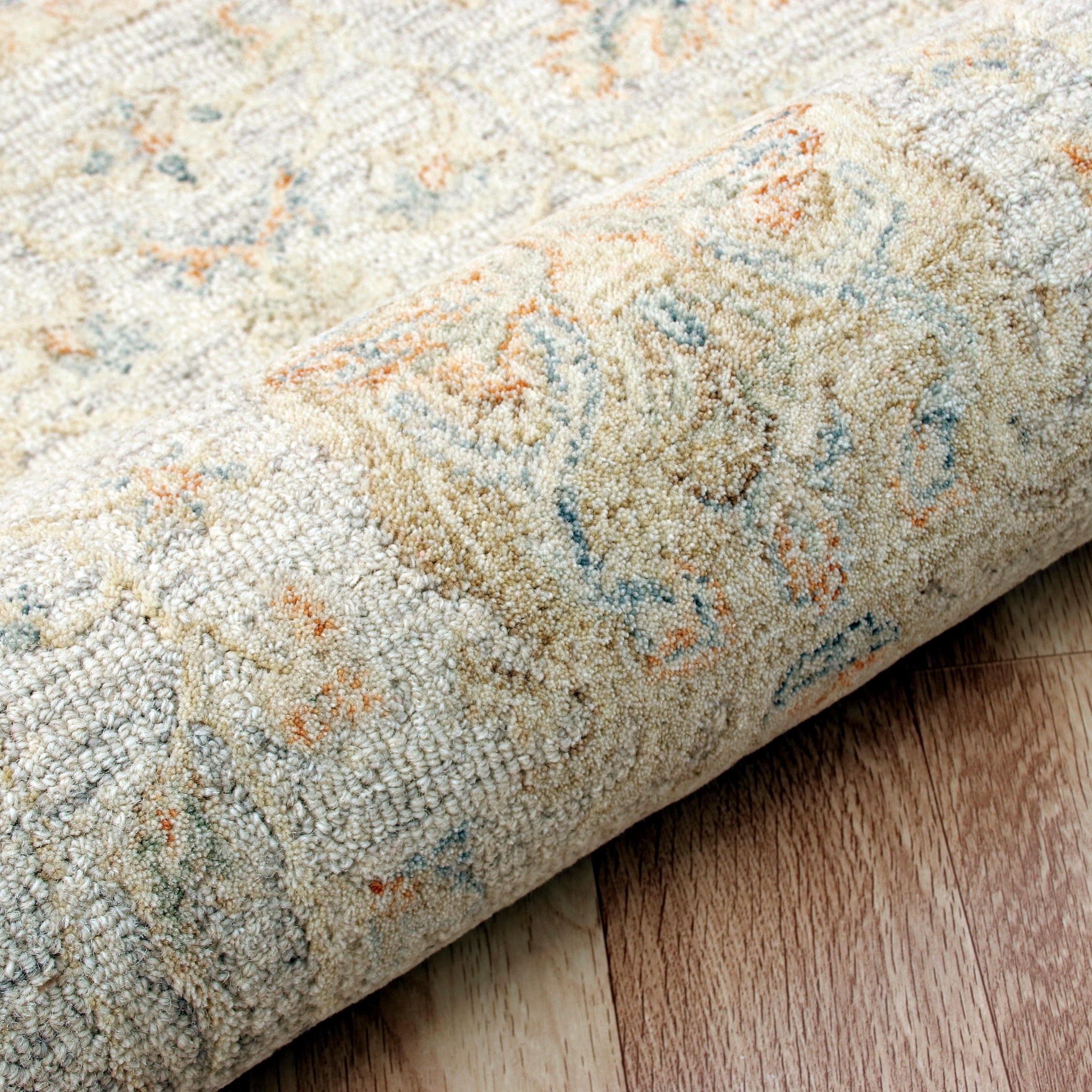 Harlow Hill 2' x 3' Blue/Taupe Floral Traditional Wool Indoor Area Rug