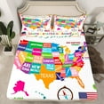 thumbnail image 2 of Manfei American Map Print Twin Sheet Sets, Kawaii Cartoon Twin Fitted Sheet, Teens Kids Boys Girls Flat Sheet, Microfiber Bedroom Decor, 3 Pieces, 2 of 7