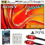 Sony BRAVIA 7 K55XR70 55 inch 4K HDR Smart QLED Mini-LED TV (2024) Bundle with 2x Deco Gear 6FT HDMI Cable, SurgePro 6-Outlet Surge Adapter and Deco Gear Home Theater Beginner's Guide