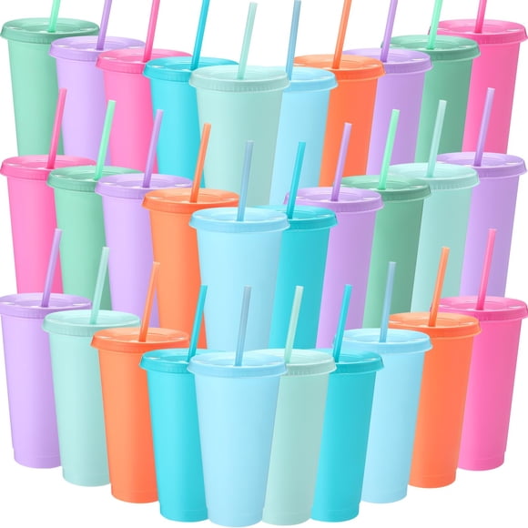 Vaso Honeydak Honeydak, paquete de 30 unidades con pajita y tapa, 700-800 ml