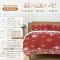 thumbnail image 6 of Pink Christmas Bedding Duvet Cover Set Full Size 4 Pieces Balls Poinsettia Floral Winter Snowflake Red Bedding Set with Zipper Closure, 1 Comforter Cover 86x86 Inches 1 Flat Sheet & 2 Pillow Cases, 6 of 7