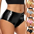 thumbnail image 4 of Lovskoo 2024 Women Summer Sexy Faux Leather Biker Shorts Stretch High Waist Shinny Slim Punk Dance Party Short Hot Pant Black XL, 4 of 4
