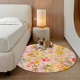 thumbnail image 3 of Spring Floral Round Area Rug 3.3 FT, Non Slip Small Entryway Kitchen Mat, Watercolor Elegant Summer Flowers Botanical Washable Soft Circular Rug Non-Shedding Door Mat for Bathroom Playroom Kids Room, 3 of 9