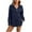 Dark Blue, variant on XFLWAM Long Sleeve Button Down Shirts for Women Casual Stretchy Loose Fit Solid Color Dress Shirt Textured Tops Blouse Dark Blue XL