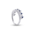thumbnail image 3 of AFFY Round Shape Simulated Blue Sapphire With 0.06 Cttw White Diamond Heart Crown Ring In 14K White Gold Over Sterling Silver, 3 of 6