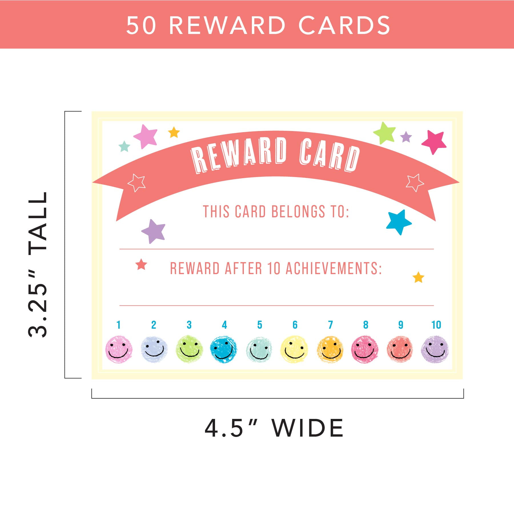 (6 pack) Gartner Studios Perforated Reward Cards, Star & Smiley Face, 4.5 in × 3.25 in, 50 Ct