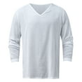 thumbnail image 7 of Zylarhe Men T Shirts Male Casual Solid T Shirt Special Design V Neck Long Sleeve Tops Blouse T Shirt Pressing compatible with Machine, 7 of 7