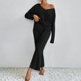 thumbnail image 3 of Women's Two Piece Outfits Sweater Sets Long Sleeve V Neck Knit Pullover and Wide Leg Pants Lounge Sets, 3 of 4